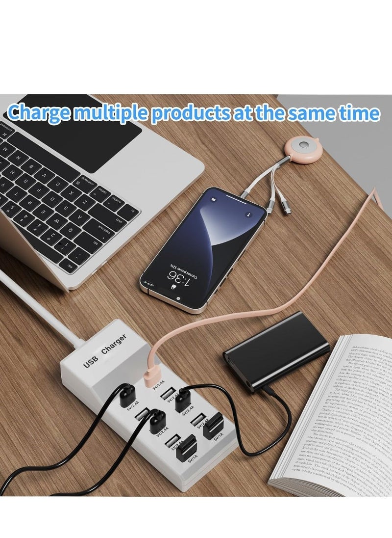 JAJEEK USB Charging Station - 10 Ports USB Charger Dock with 70.8 Inch Extension Cord, Multi-Device Charging for Phones, Cameras, Bluetooth Headsets (2PC) - Image 2