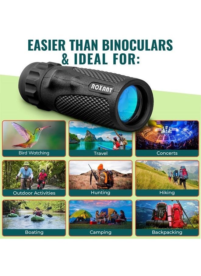 ROXANT - Roxant Viper Monocular Telescope - 10x25 High Definition Weatherproof Pocket Telescope with Hand Grip & BAK4 Prism - with Compact Monocular, Case, Wrist Strap, etc. Monoculars for Adults High Powered - Image 1