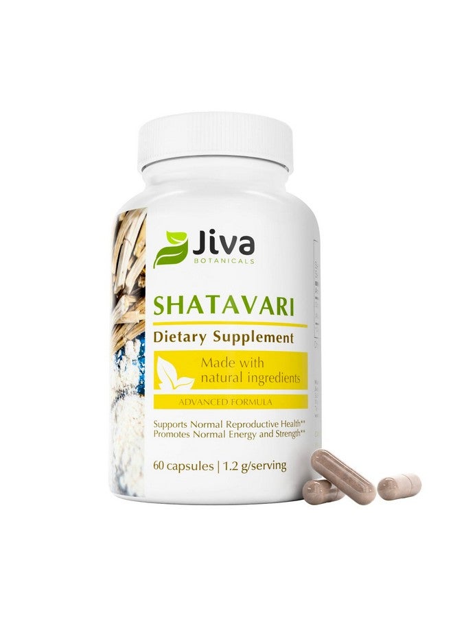 Jiva Botanicals Shatavari Supplement 1200mg - Shatavari Root Powder for Normal Hormonal Balance and Normal Energy Levels - Made in The USA - Non GMO, Vegan - 60 Capsules - Image 1