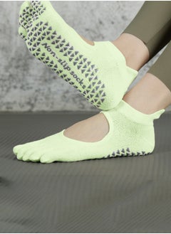 HaveDream Women's Yoga Socks, Split-Toe Non-Slip Socks Pilates Socks Five-Toe Sports Socks - Light Green  - Image 1