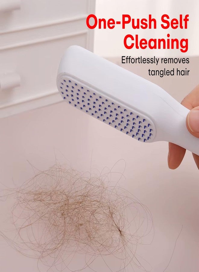 PRIME PICK مشط شعر مرن ذاتي التنظيف من برايم بيك - طقم من 3 قطع (أزرق، وردي، أبيض) | فرشاة فك تشابك الشعر بشعيرات قابلة للسحب | سهل التنظيف، لطيف على فروة الرأس - موديل PP-183 - Image 2