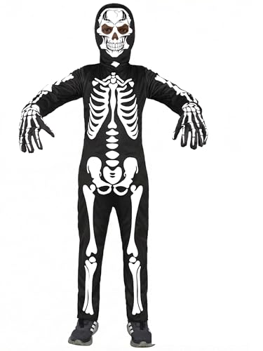 Sicypoty Kids Skeleton Costume Glow in the Dark Halloween Costume for Boys Black 57Years - Image 1