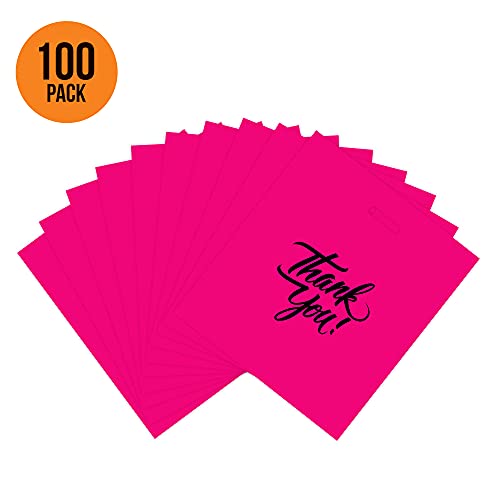 Infinite Pack Pink 20"x20"(100pcs) Thank You Merchandise Bags, Die Cut Handles, Retail Shopping Bags for Boutique, Goodie Bags, Gift Bags Bulk, Favors, 2 Mil Reusable Plastic Bags - Image 3