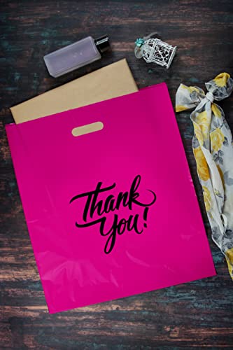 Infinite Pack Pink 20"x20"(100pcs) Thank You Merchandise Bags, Die Cut Handles, Retail Shopping Bags for Boutique, Goodie Bags, Gift Bags Bulk, Favors, 2 Mil Reusable Plastic Bags - Image 4