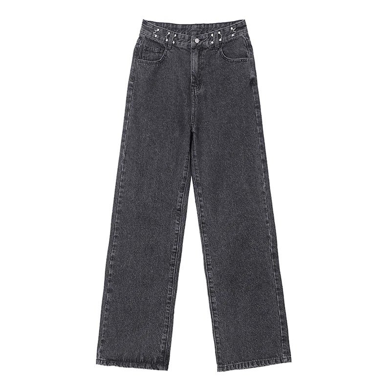Fleece-Lined Loose Wide-Leg Jeans For Women Plus Size Chubby Girl Pear-Shaped High Waist Straight Slimming Trousers - Image 5