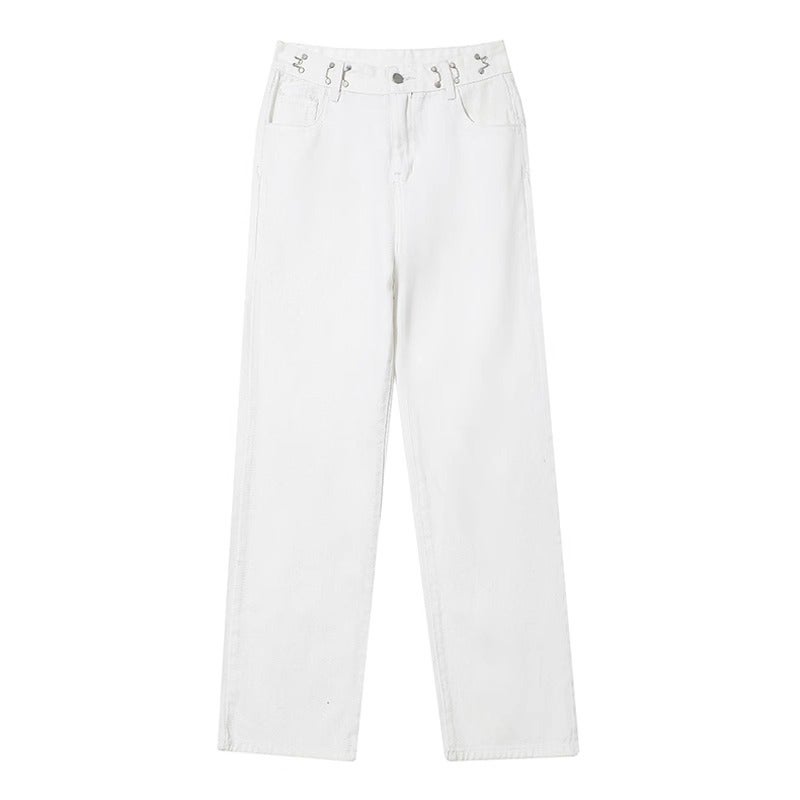 Fleece-Lined Loose Wide-Leg Jeans For Women Plus Size Chubby Girl Pear-Shaped High Waist Straight Slimming Trousers - Image 4
