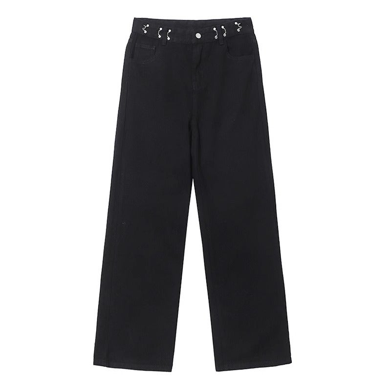 Fleece-Lined Loose Wide-Leg Jeans For Women Plus Size Chubby Girl Pear-Shaped High Waist Straight Slimming Trousers - Image 3