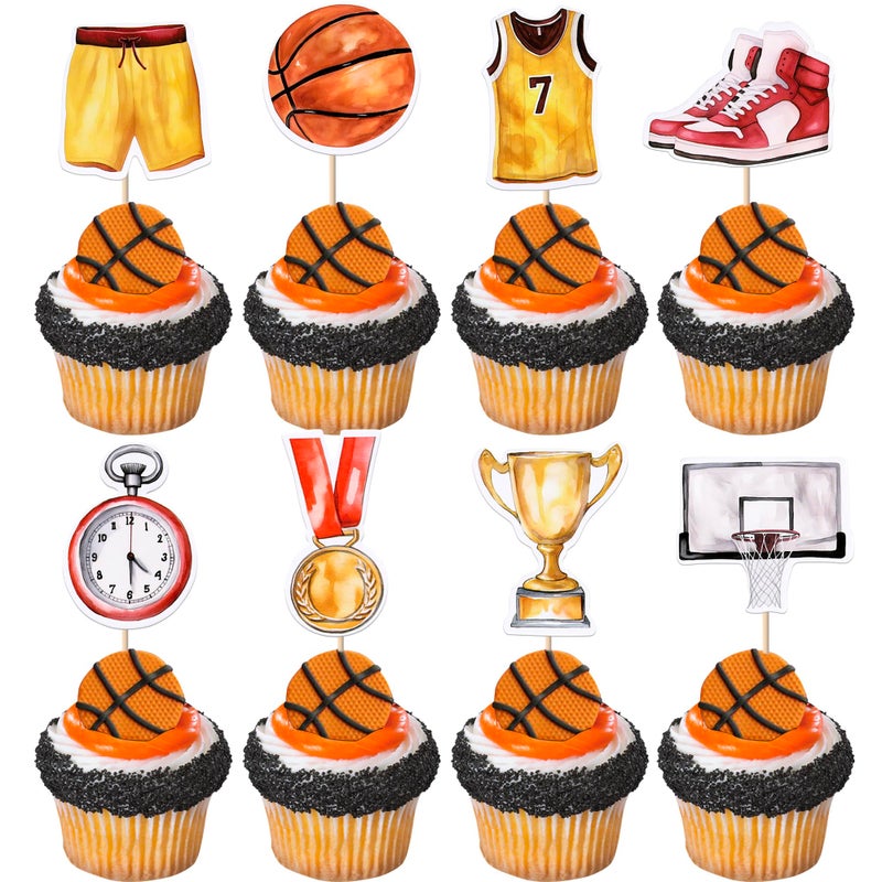 Rsstarxi 40 Pack Cupcake Toppers Trophies Slam Dunk Basketball Apparel Cake Decorations for Sports Theme Parties - Image 2