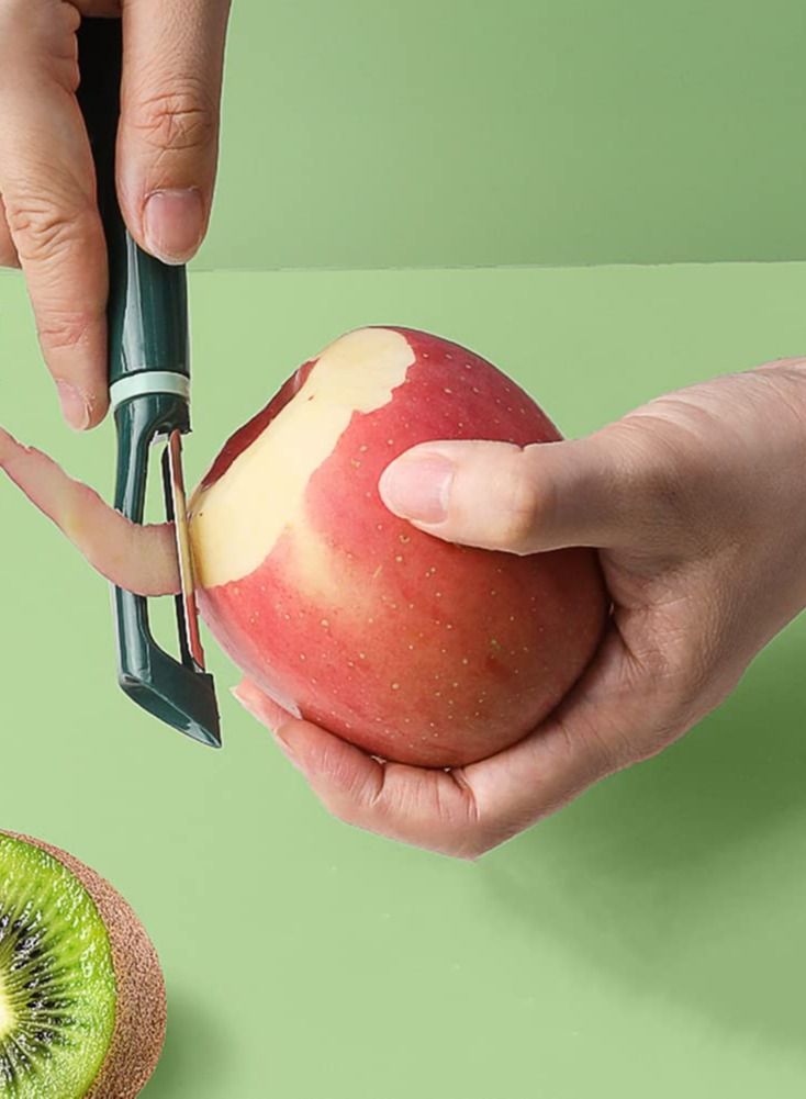Peeler, Fruit and Vegetable Grater Portable Kitchen Gadgets Peeler 2-piece Set Stainless Steel Double-sided Serrated Shredding Tools for a Variety of Fruits Vegetables (green) - Image 5