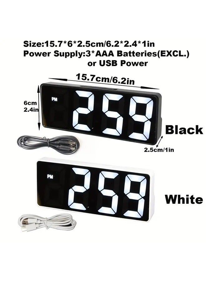 ليفقورا ساعة منبه رقمية LED حديثة بلمسة مرآة، شاشة عرض 15.75 سم، سطوع قابل للتعديل، عرض درجة الحرارة، تعمل عبر USB، ساعة مكتبية لديكور غرفة النوم - أسود، البطاريات غير متضمنة - Image 3