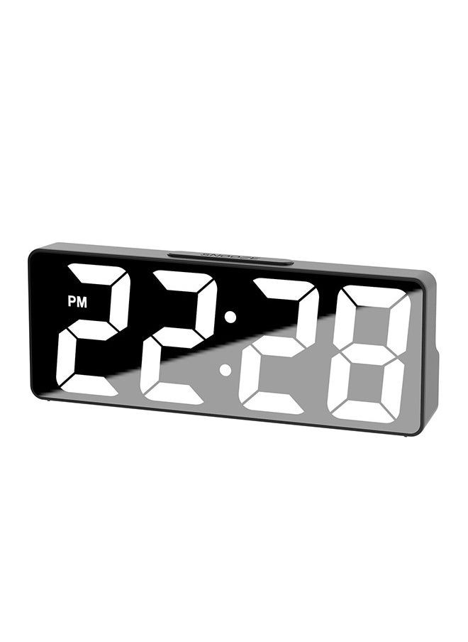 Modern LED Digital Alarm Clock with Mirror Finish,15.75cm Display, Adjustable Brightness, Temperature Display, USB Powered Desk Clock for Bedroom Decor - Black, Batteries Not Included  - Image 2