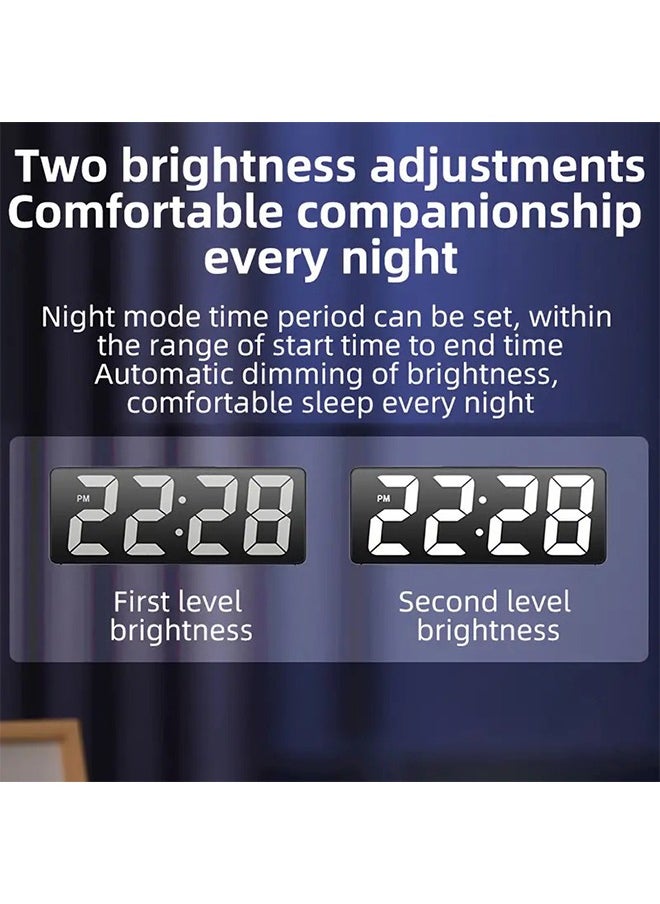 Modern LED Digital Alarm Clock with Mirror Finish,15.75cm Display, Adjustable Brightness, Temperature Display, USB Powered Desk Clock for Bedroom Decor - Black, Batteries Not Included  - Image 4