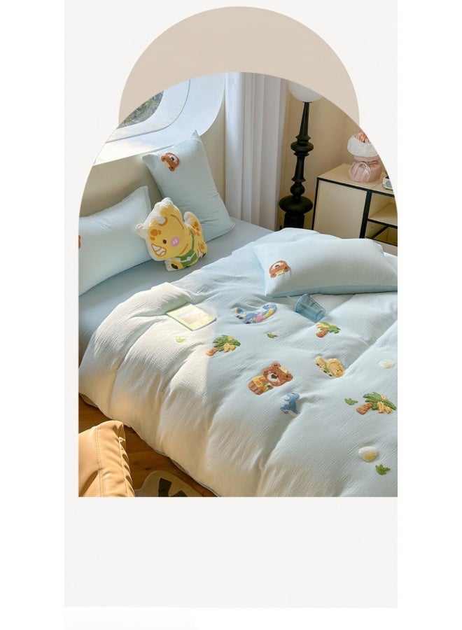 طقم ملاءات سرير مكون من 4 قطع بتصميم كارتوني أنيمي من القطن النقي A-Class بالتطريز، مجموعة مريحة، هدية ليوم الطفل، هدية عيد ميلاد - Image 5