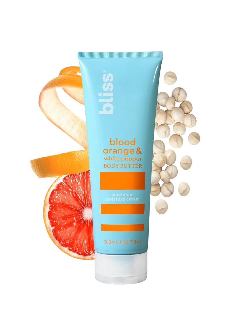 BLISS Bliss Body Butter - Blood Orange and White Pepper - Maximum Moisture Cream - 6.7 Fl Oz - Body Lotion for Dry Skin - Long-Lasting Moisturizer for Women & Men - Vegan and Cruelty-Free - Image 1