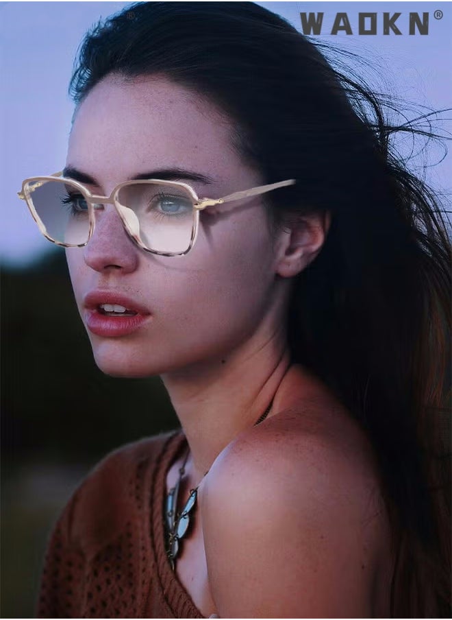 WAOKN Women's Blue Light Blocking Sunglasses Anti UV and Glare Blue Light Filter Computer Glasses Square Color Changing Anti Eyestrain Headache Eyewear Transparent Multicolour  - Image 2