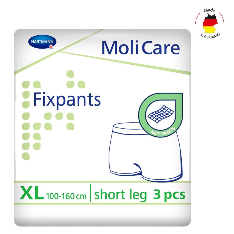 Adult Fixpants,MoliCareÂ® Fixpants, Short Leg Fixation Pants for anatomically shaped large pads, Unisex, Pack of 3, Extra Large