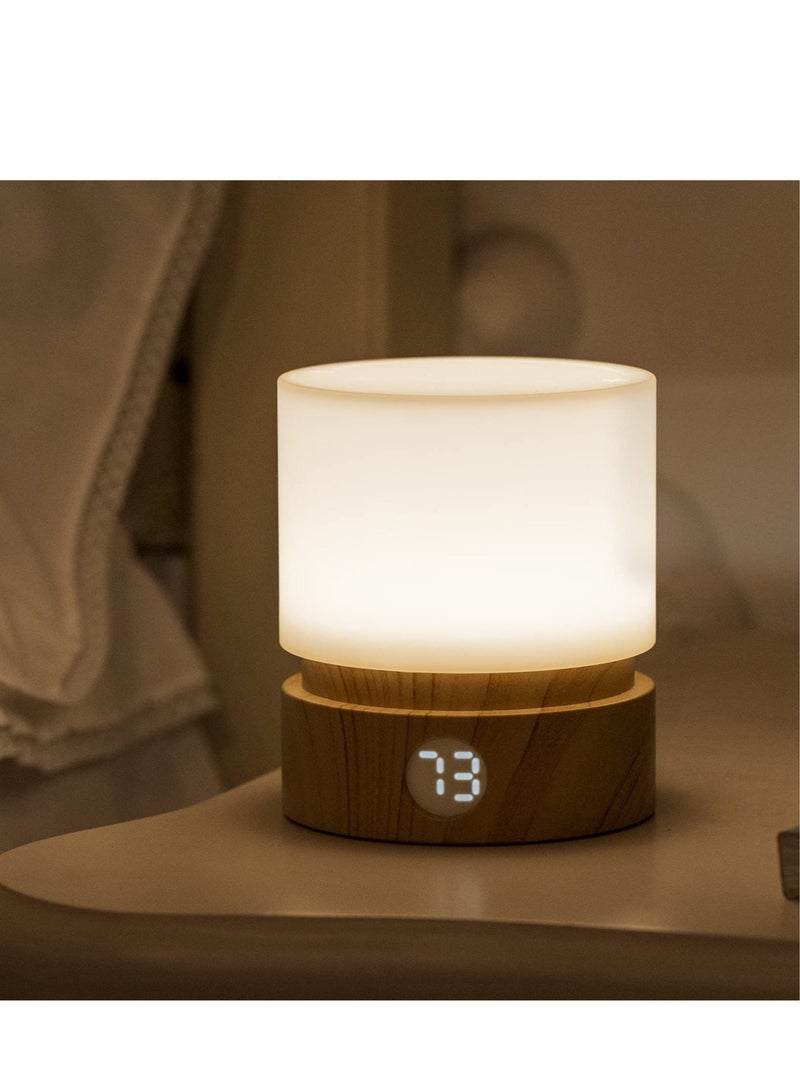 كابتن تيك Timer Night Light, Small LED Bedroom Lamp, Night Light Kids, Warm, Dimmable, Rechargeable, and Portable LED Lamp for Bedroom, Baby Feeding, and Camping - Woodgrain Design - Image 1