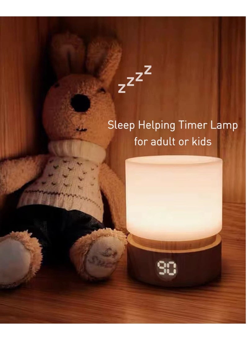 كابتن تيك Timer Night Light, Small LED Bedroom Lamp, Night Light Kids, Warm, Dimmable, Rechargeable, and Portable LED Lamp for Bedroom, Baby Feeding, and Camping - Woodgrain Design - Image 3