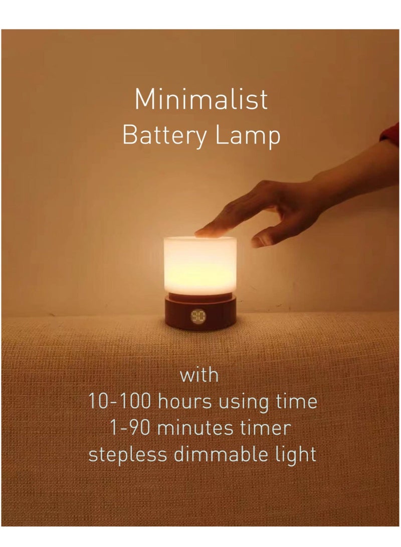 كابتن تيك Timer Night Light, Small LED Bedroom Lamp, Night Light Kids, Warm, Dimmable, Rechargeable, and Portable LED Lamp for Bedroom, Baby Feeding, and Camping - Woodgrain Design - Image 4