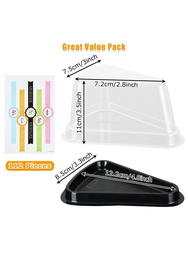 LISHINE 100 Pcs Cake Slice Containers with Lids Plastic Disposable Individual Pie Slice Containers Clear Cheesecake Containers Triangle Cake Boxes for Pie Slice Cheesecake Dessert - To Go, with Stickers - Image 2