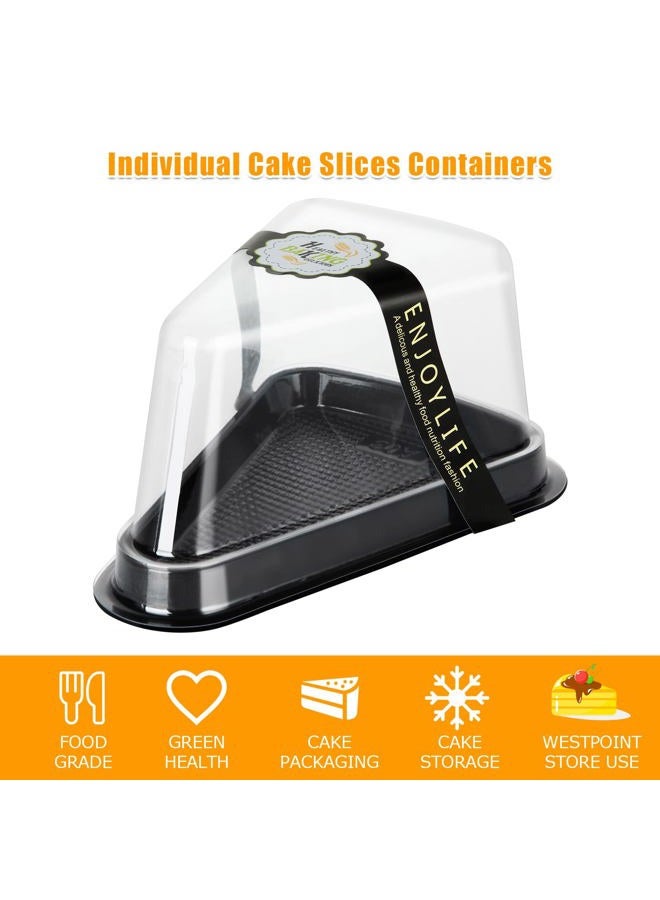 LISHINE 100 Pcs Cake Slice Containers with Lids Plastic Disposable Individual Pie Slice Containers Clear Cheesecake Containers Triangle Cake Boxes for Pie Slice Cheesecake Dessert - To Go, with Stickers - Image 3