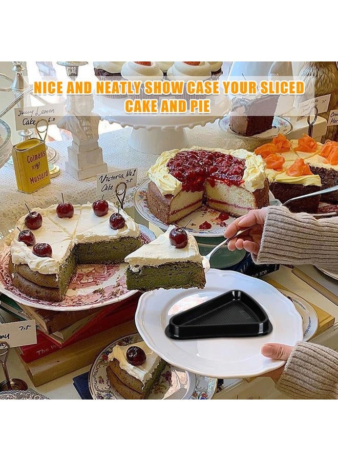 LISHINE 100 Pcs Cake Slice Containers with Lids Plastic Disposable Individual Pie Slice Containers Clear Cheesecake Containers Triangle Cake Boxes for Pie Slice Cheesecake Dessert - To Go, with Stickers - Image 4