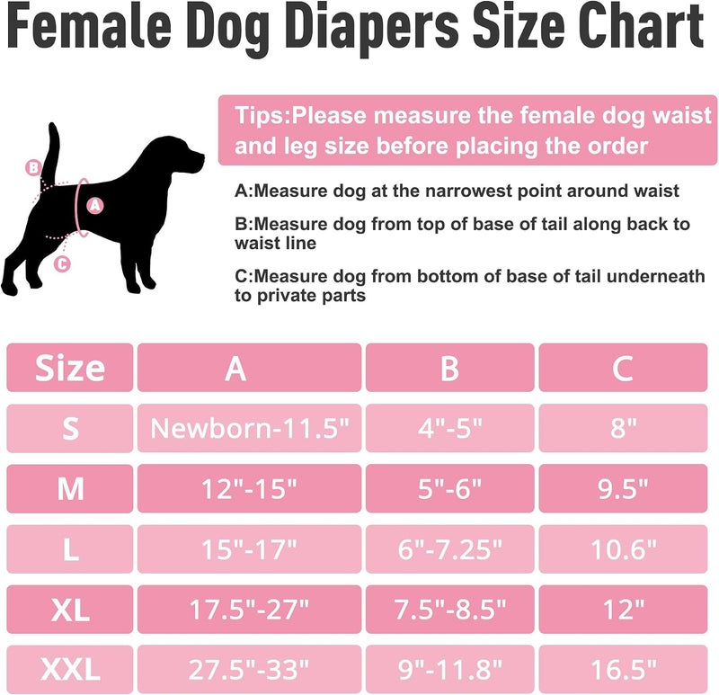 ZINGTERRA 5Pack Dog Diapers Washable,Reusable Female Diaper for Doggie,Highly Absorbent Dog Diaper,Adjustable Leakproof Puppy Diapers Skirt for Heat,Incontinence,Period Doggy Nappies - Image 2