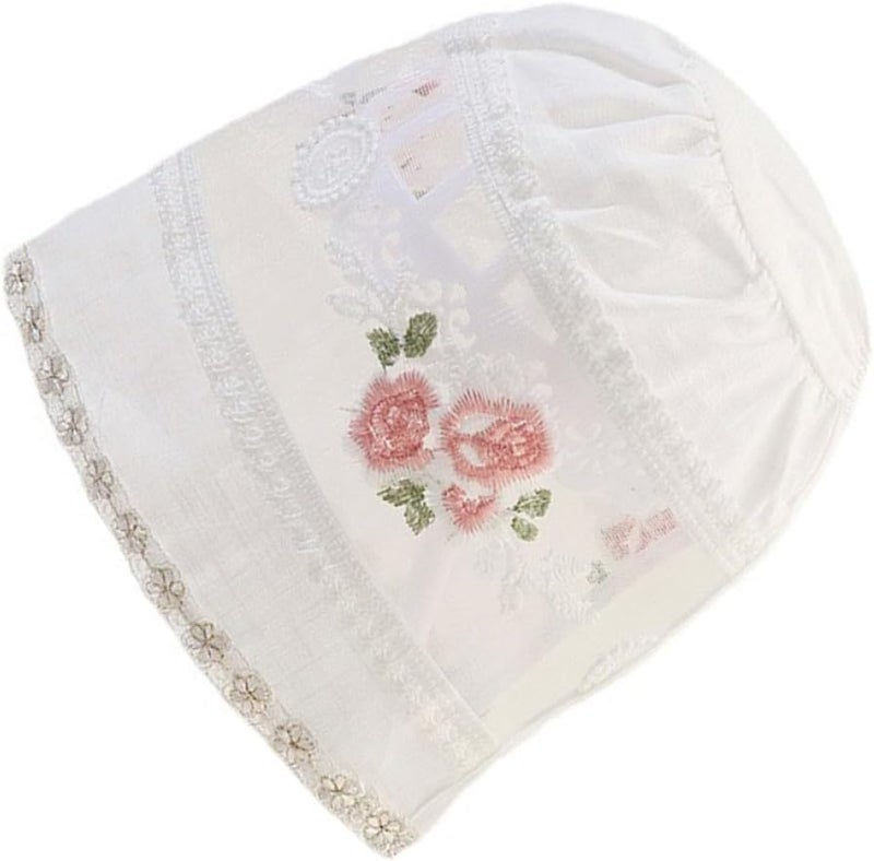 Newborn Baby Girl Sun Hat White Cotton UV Protection Summer Outdoor Photography Prop - Image 1