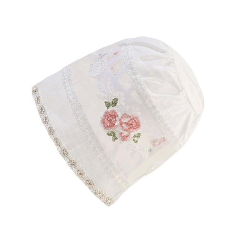 Newborn Baby Girl Sun Hat White Cotton UV Protection Summer Outdoor Photography Prop - Image 2
