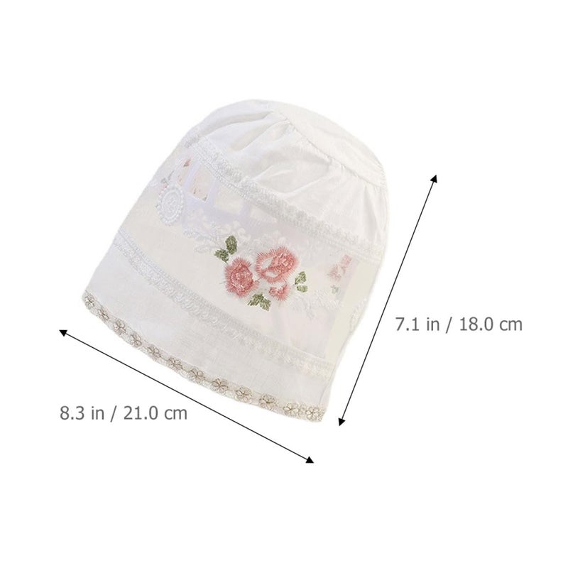 Newborn Baby Girl Sun Hat White Cotton UV Protection Summer Outdoor Photography Prop - Image 3