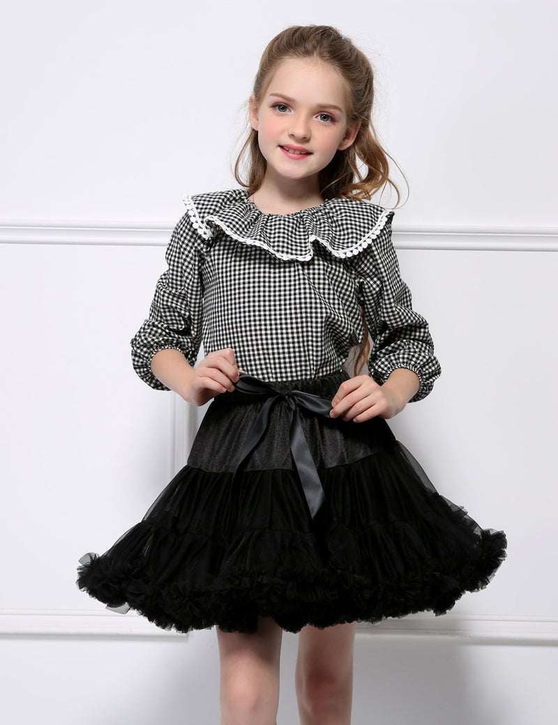 Tutu.kk Baby Girls Tutu Skirt Princess Fluffy Soft Chiffon Ballet Birthday Party Pettiskirt Black XS - Image 5