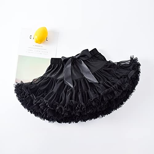 Tutu.kk Baby Girls Tutu Skirt Princess Fluffy Soft Chiffon Ballet Birthday Party Pettiskirt Black XS - Image 2