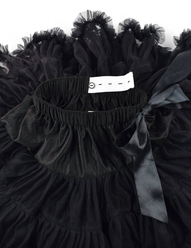 Tutu.kk Baby Girls Tutu Skirt Princess Fluffy Soft Chiffon Ballet Birthday Party Pettiskirt Black XS - Image 4