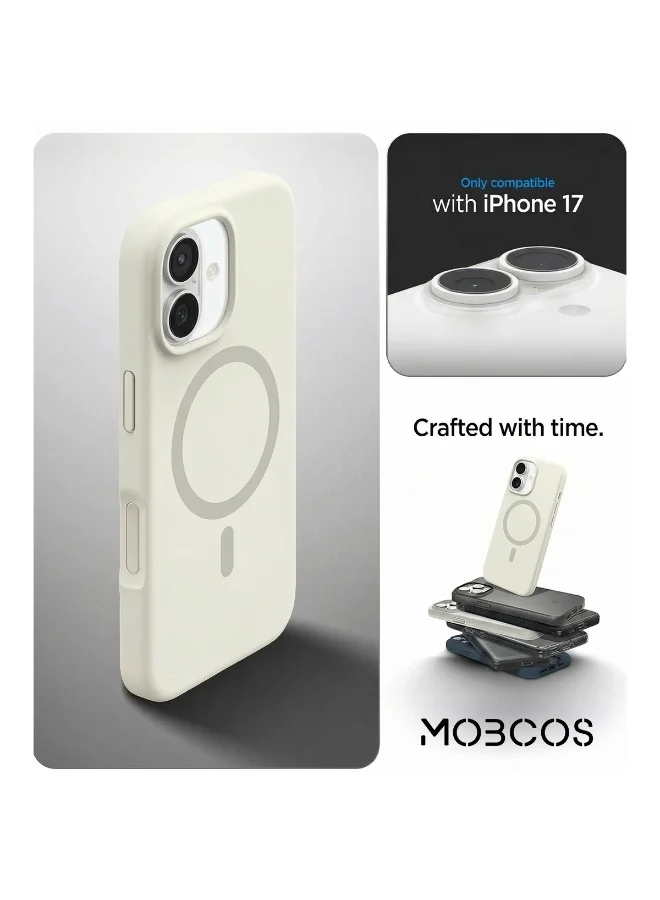 موبكوس جراب Mobcos iPhone 17 Cream Elite Ring المصنوع من السيليكون الفاخر والمزود بشحن لاسلكي مغناطيسي | ملمس ناعم كالحرير | حماية مقاومة للصدمات بمعايير عسكرية | توافق مغناطيسي قوي | غطاء أنيق وفاخر