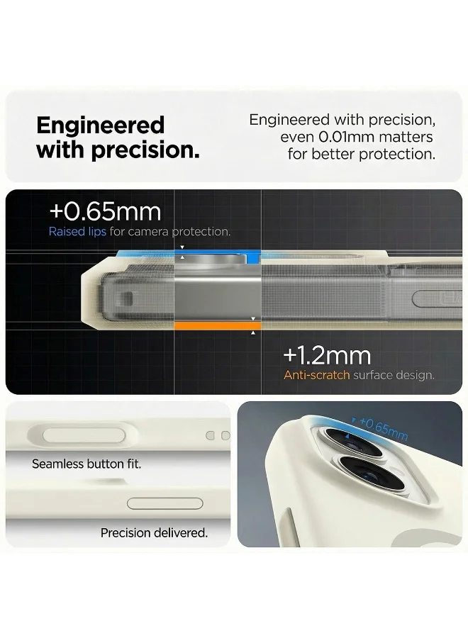 Mobcos Mobcos iPhone 17 Cream Elite Ring Mobcos iPhone 17 Cream Elite Ring Premium Silicone Magnetic Wireless Charging Case for iPhone | Silky Soft Touch | Military-Grade Shockproof Protection | Strong Magnetic Compatibility | Luxury Slim Cover  | Best Price UAE