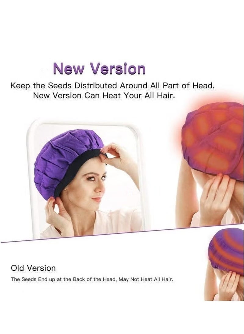 قبعه حراريه قبعة شعر قبعة حراريه للشعر غطاء تسخين عميق قابل للاستخدام في الميكروويف غطاء حراري للشعر، قبعة حراريه قبعة حرارية غطاء رأس ساخن لترطيب وتنعيم الشعر، مصنوع من القطن الطبيعي 100%، مع بطانة داخلية من بذور الكتان طاقيه حراريه للشعر (بنفسجي القبعة الحرارية) - Image 4