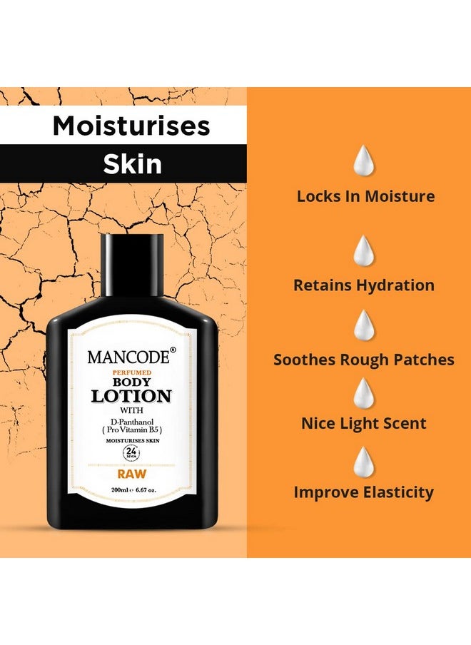 MAN CODE - Mancode Raw Body Lotion For Men 200Ml Easy Absorption Nourishing Formulation Hydrating Moisturization Intense Care Smooth Texture Healthier Complexion Elevates Selfcare. - Image 1