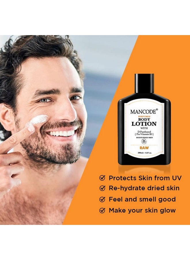 MAN CODE - Mancode Raw Body Lotion For Men 200Ml Easy Absorption Nourishing Formulation Hydrating Moisturization Intense Care Smooth Texture Healthier Complexion Elevates Selfcare. - Image 1