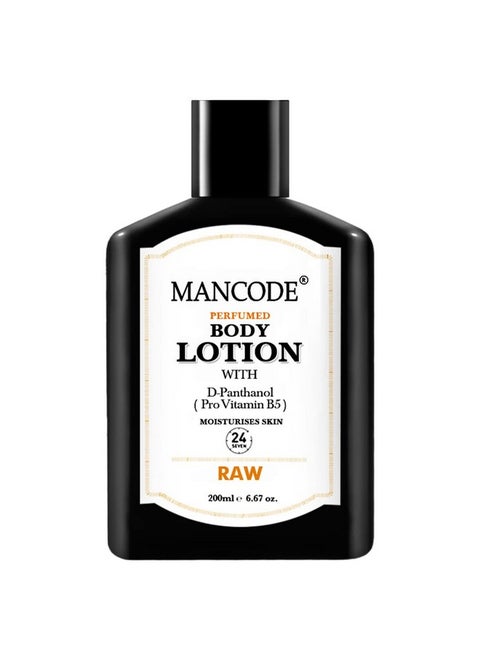 Mancode Raw Body Lotion For Men 200Ml Easy Absorption Nourishing Formulation Hydrating Moisturization Intense Care Smooth Texture Healthier Complexion Elevates Selfcare.