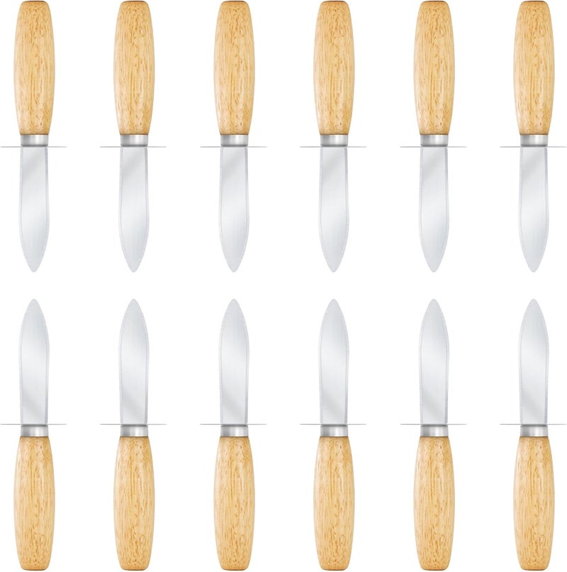 Nonley Oyster Shucking Knife, 12 Pack Oyster Shucker With Comfort Wood-Handle for All Kinds of Shells & Oysters, Durable Oyster Shucker Tools for Home & Restaurant Use - Image 1