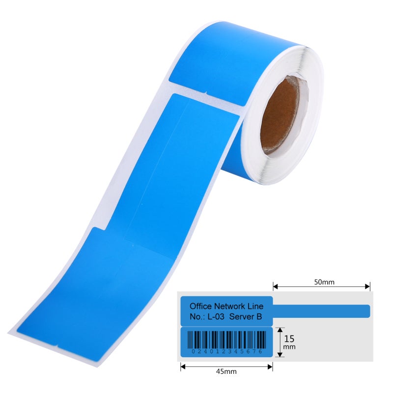 Cable Labels P Type 30x45mm&50mm 80 Sheets Blue Smooth Clear Printing Surface - Strong Adhesion Durable Waterproof Oil-proof Scratch-resistant Tear-resistant Thermal Paper for Enterprise Network Maint - Image 1