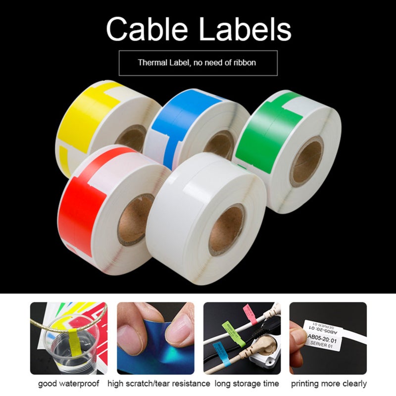 Cable Labels P Type 30x45mm&50mm 80 Sheets Blue Smooth Clear Printing Surface - Strong Adhesion Durable Waterproof Oil-proof Scratch-resistant Tear-resistant Thermal Paper for Enterprise Network Maint - Image 4