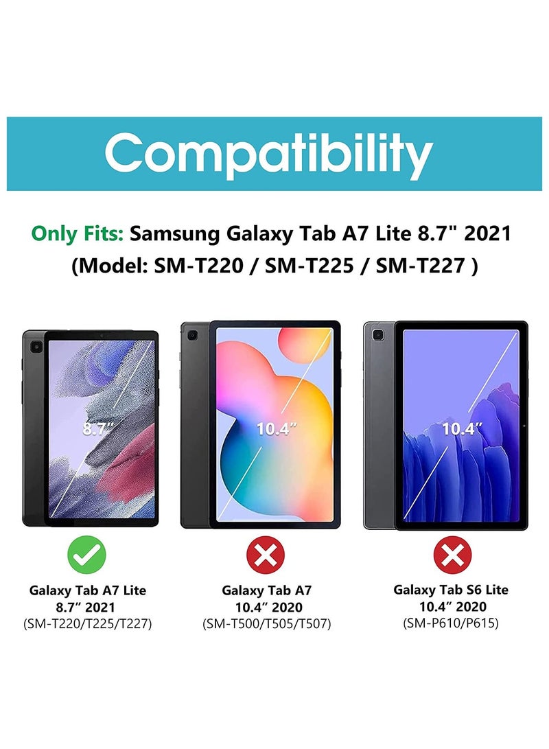 Procases Galaxy Tab A7 Lite 8.7 2021 Kids Case (T220 T225 T227), Shock Proof Convertible Handle Stand Lightweight Kids Friendly Protective Cover for 8.7 inch Galaxy Tab A7 Lite 2021 -Black - Image 2