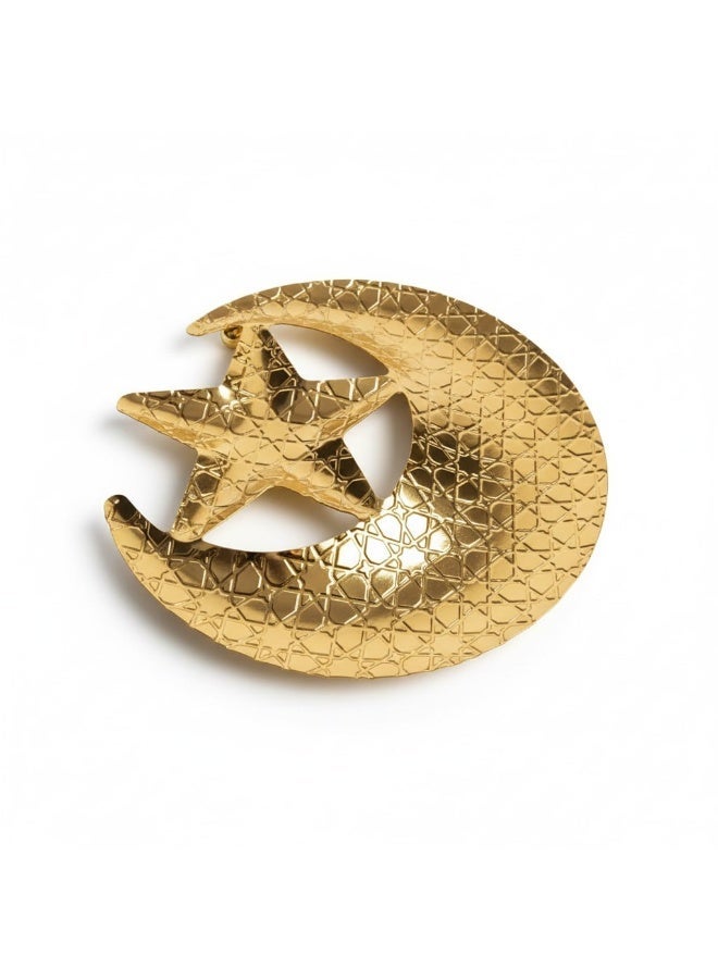 طبق تقديم رمضاني ذهبي فاخر بنقوش هندسية إسلامية - قطعة واحدة - Image 1