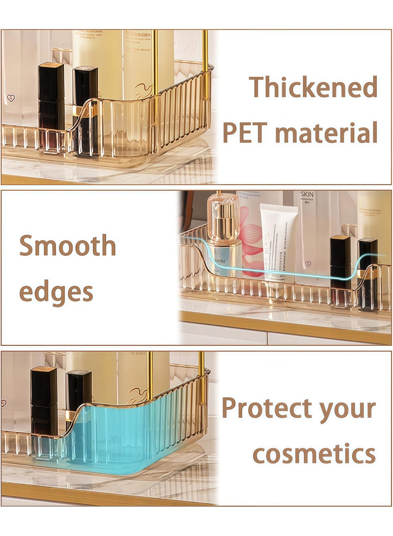 Bathroom Organizer Countertop, Makeup Storage, Skincare Cosmetic Tray Shelf, Perfume Holder Rack for Vanity Counter, Large Capacity, Easy to Install, Clean, 2 Tiers, brown - Image 4