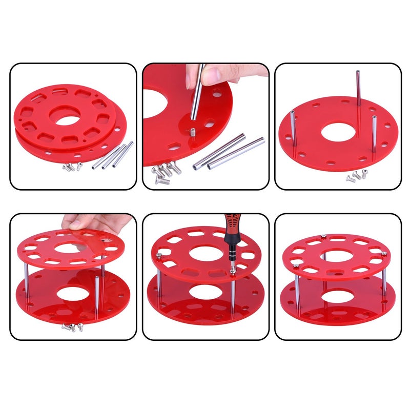 eBoot eBoot Oval Makeup Brush Holder 10 Holes Drying Rack Organizer Cosmetic Shelf Tool Red  - Image 4