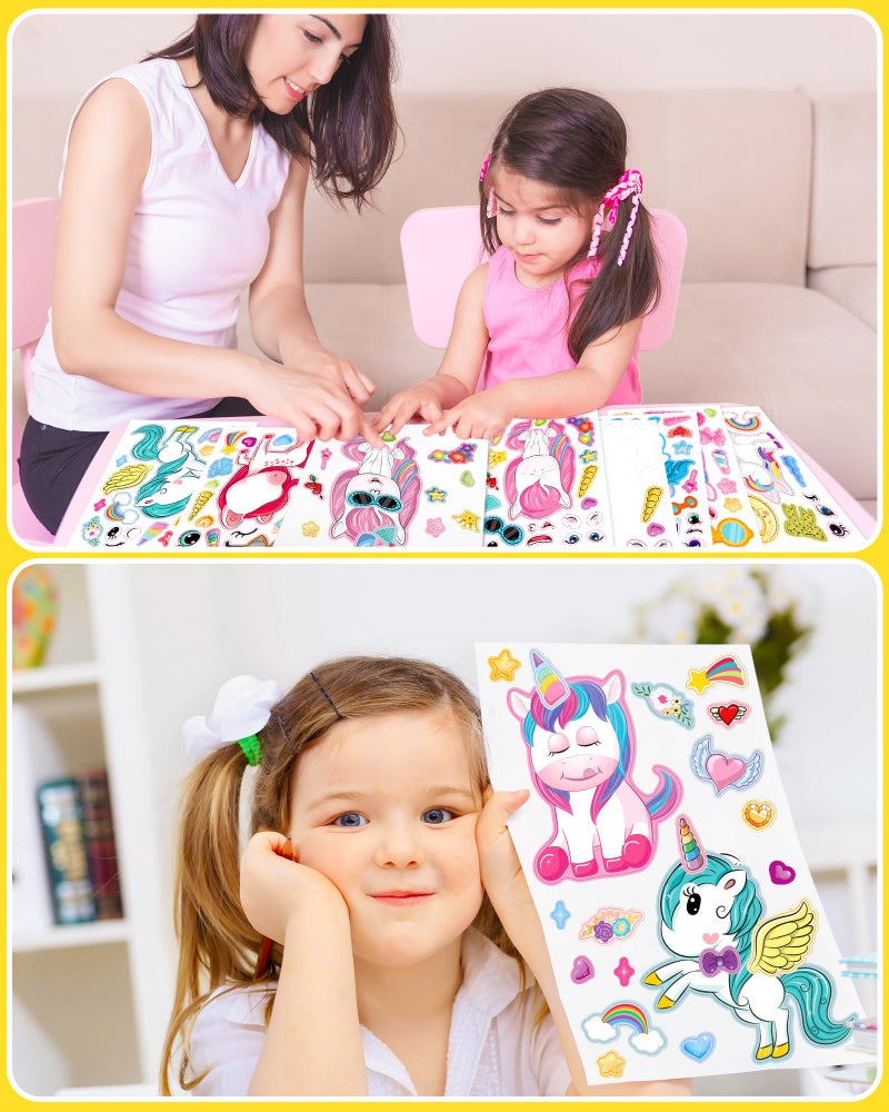 Greingways 24 Pcs Make Your Own Unicorn Sticker Sheet, Unicorn Party Favors Face Stickers for Kids Girls Toddlers Crafts Activities Bags Birthday Party Favors Valentines Day Gifts for Kids Classroom - Image 3
