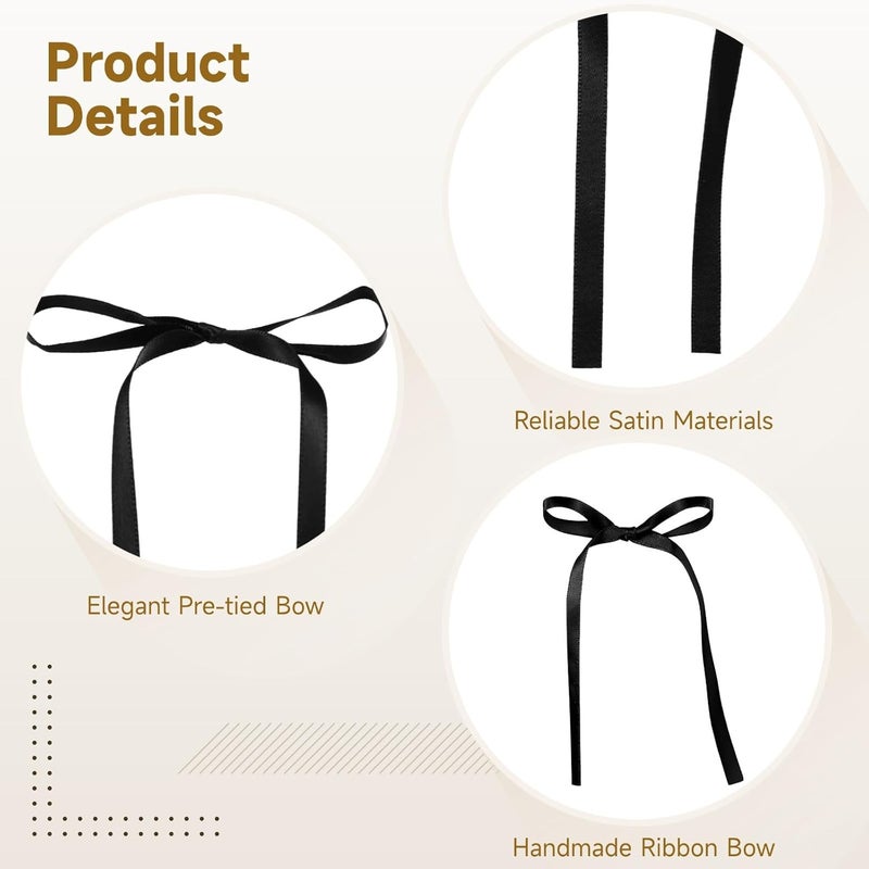 80 Pcs Party Decorations: 3.1 X 5.9 in Bow Cake Toppers, Black Satin Bows, Handmade, for Birthdays and Weddings - Image 2