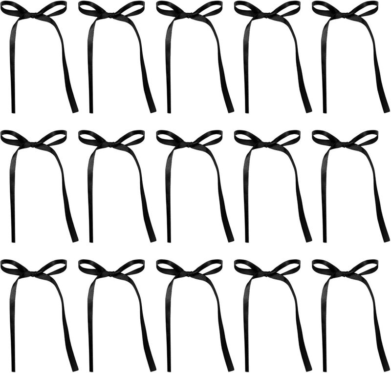 80 Pcs Party Decorations: 3.1 X 5.9 in Bow Cake Toppers, Black Satin Bows, Handmade, for Birthdays and Weddings - Image 3