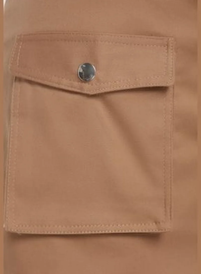 trendyol Camel Short Skirt with Pockets and Buttons TWOAW24SR00004